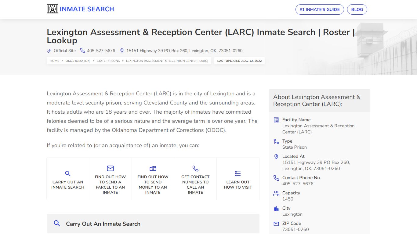 Lexington Assessment & Reception Center ... - Inmate Search