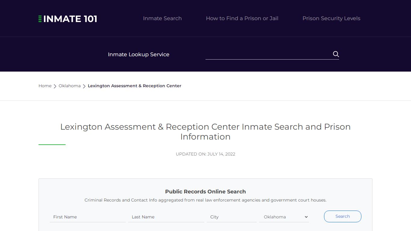 Lexington Ok Prison Inmate Search
